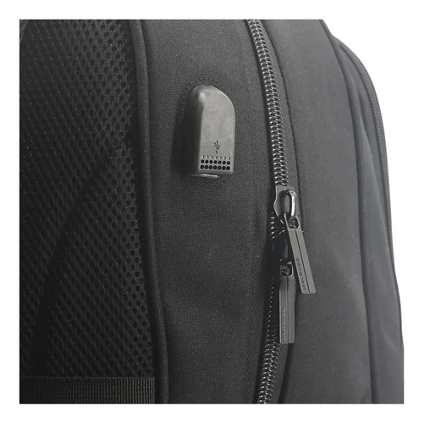 Mochila Urbana Con Capucha Integrada Porta Laptop Reforzada Negro Liso 6
