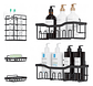 Set 5 Estantes Organizadores Baño Esquinero Adhesivo Negro - Miniatura 6