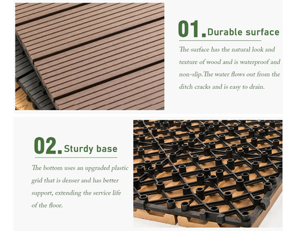 Caja 15  Pzas  Deck Wpc Modular 30x30cm Piso Jardin Exterior 4