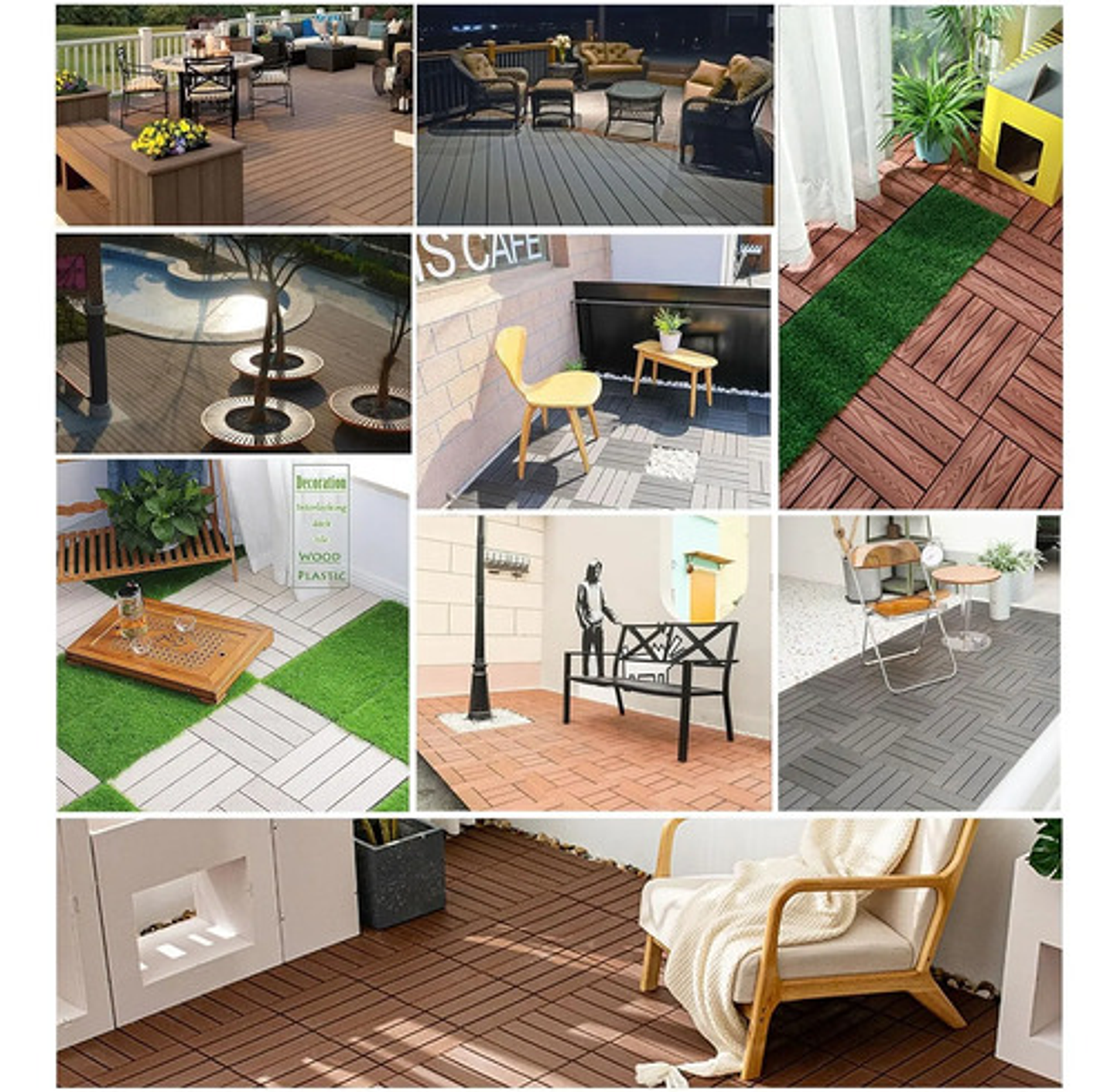 Caja 15  Pzas  Deck Wpc Modular 30x30cm Piso Jardin Exterior 5