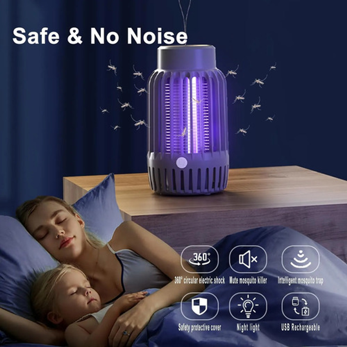 Lámpara Antimosquitos Eléctrica Thek Trampa Uv + Luz Nocturn 3