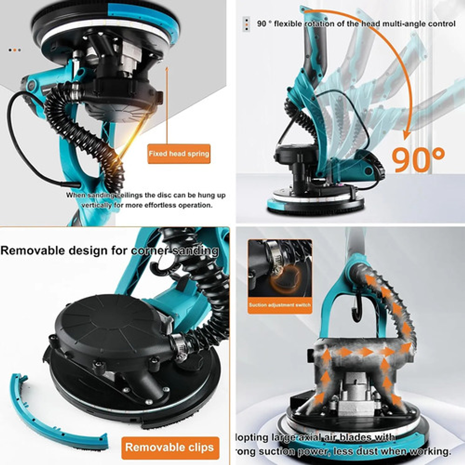 Lijadora De Pared 850w Telescópica Con Luz Led 7