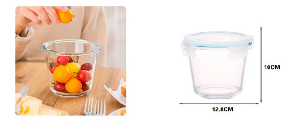 X2 Recipiente Hermético De Vidrio 650ml Thek Con Tapa Cierre Transparente 2