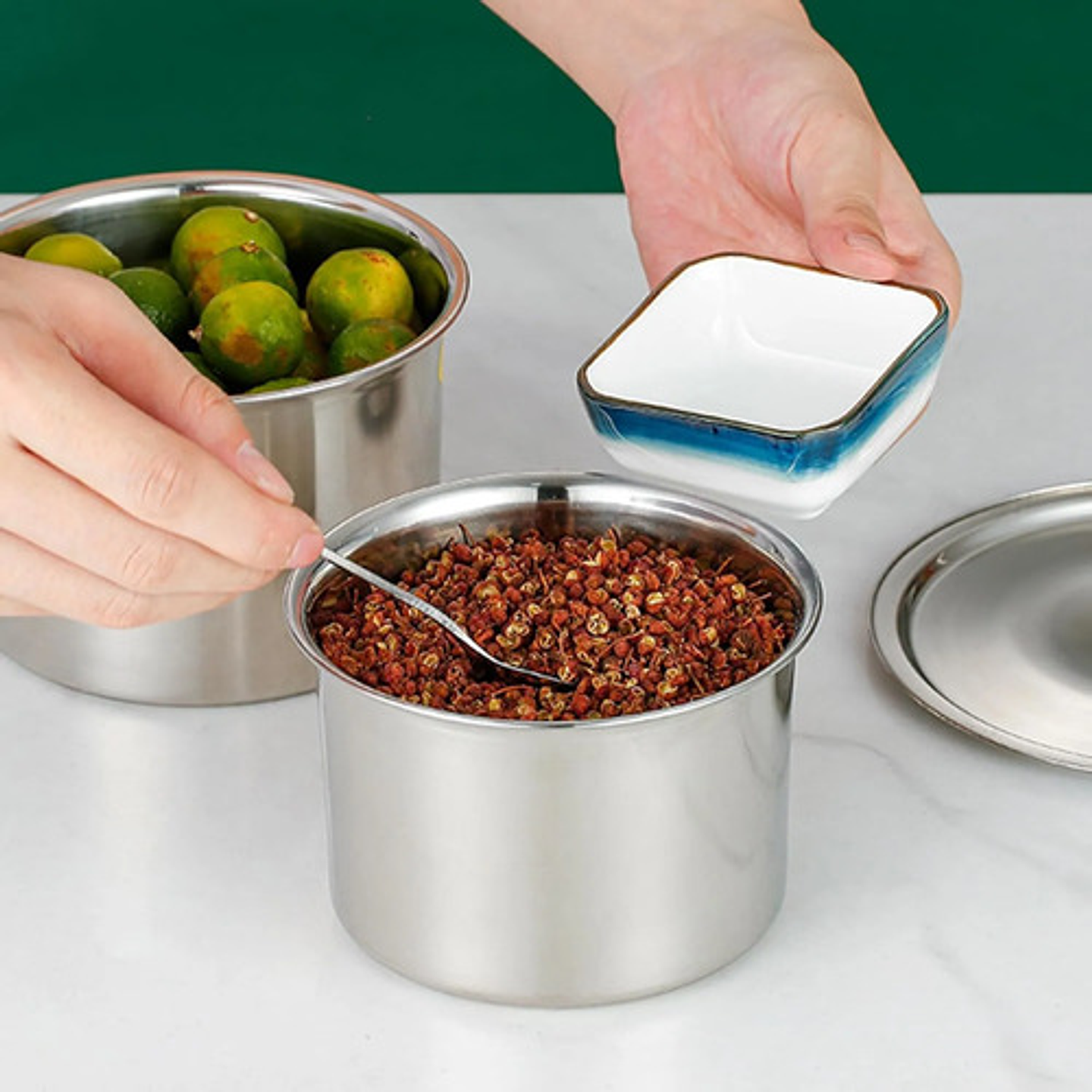 X3 Tarro Condimentos Acero Inoxidable Con Tapa 16cm Cocina 2