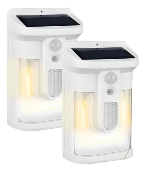 X2 Lámpara Solar Led Exterior Con Sensor De Movimiento