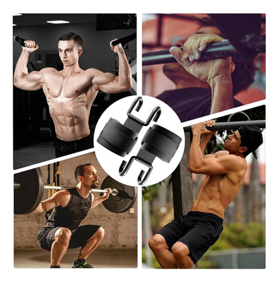 X2 Ganchos De Agarre Straps Gym Pesas Peso Muerto Ajustable 8
