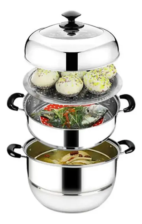 Vaporera Acero Inoxidable 3 Niveles 32cm Cocina Multiuso