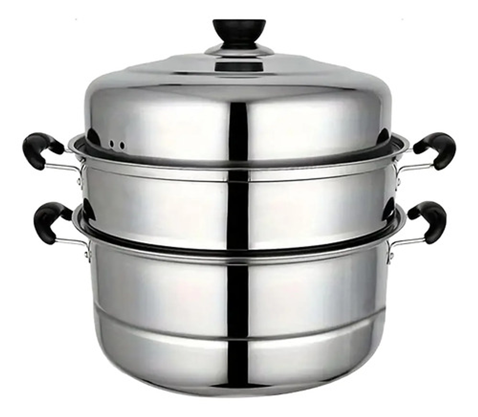 Vaporera Acero Inoxidable 3 Niveles 32cm Cocina Multiuso 4