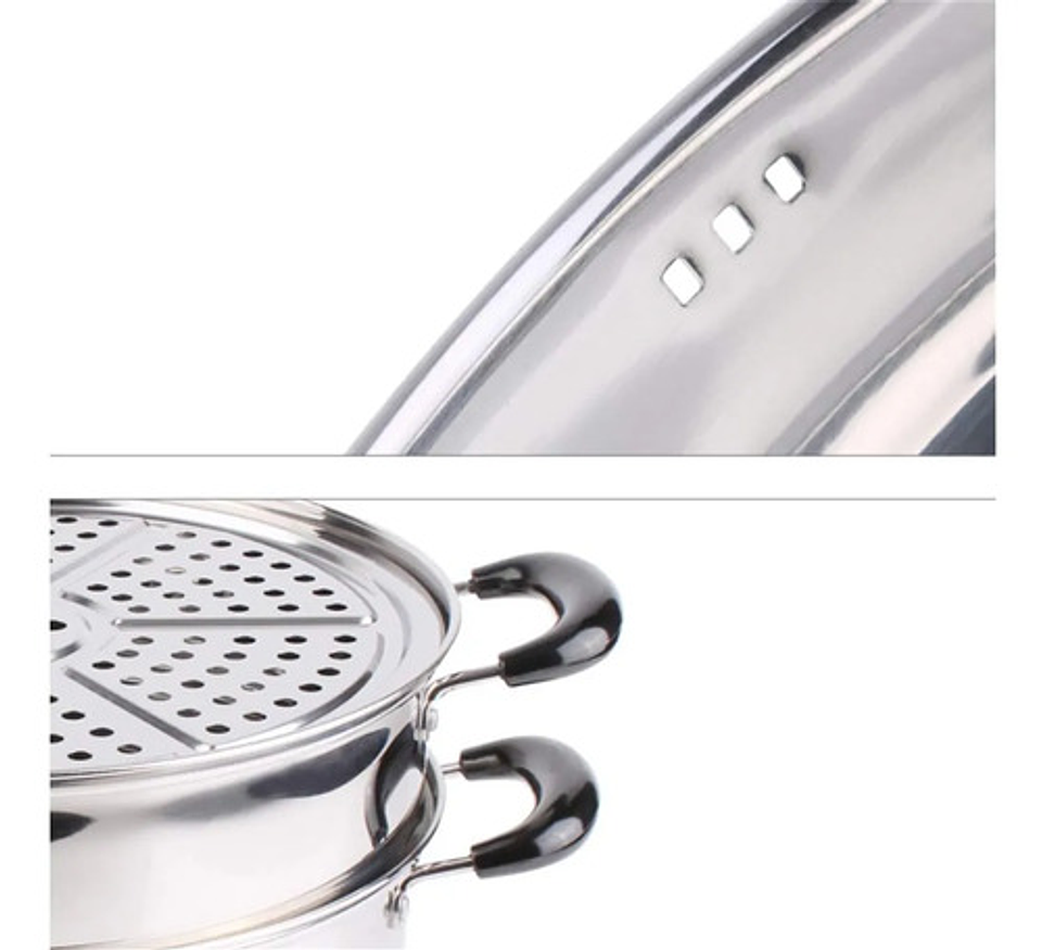 Vaporera Acero Inoxidable 3 Niveles 32cm Cocina Multiuso 5