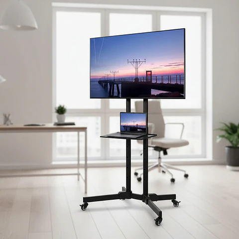 Soporte De Piso Para Tv Con Ruedas 32-65'' Base Profesional Negro