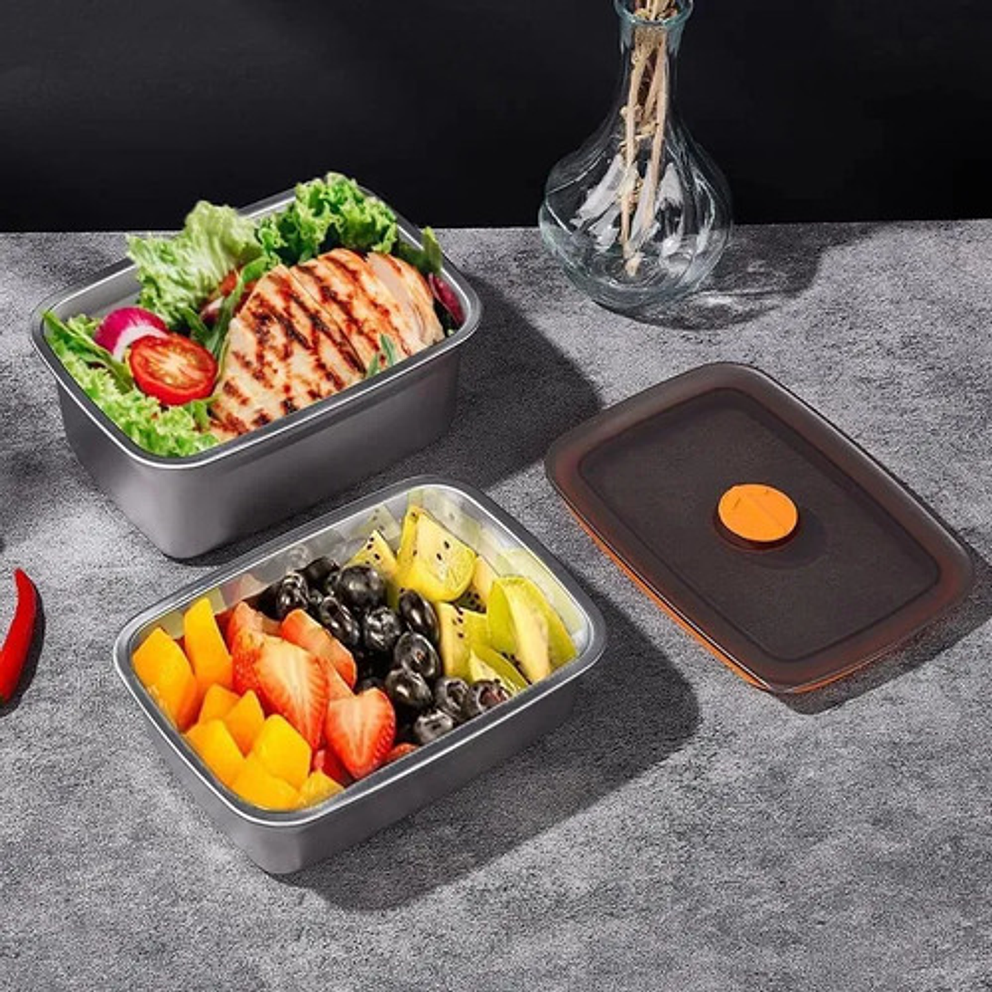 X3 Recipientes Herméticos Acero Inoxidable 1.9l Cocina 4