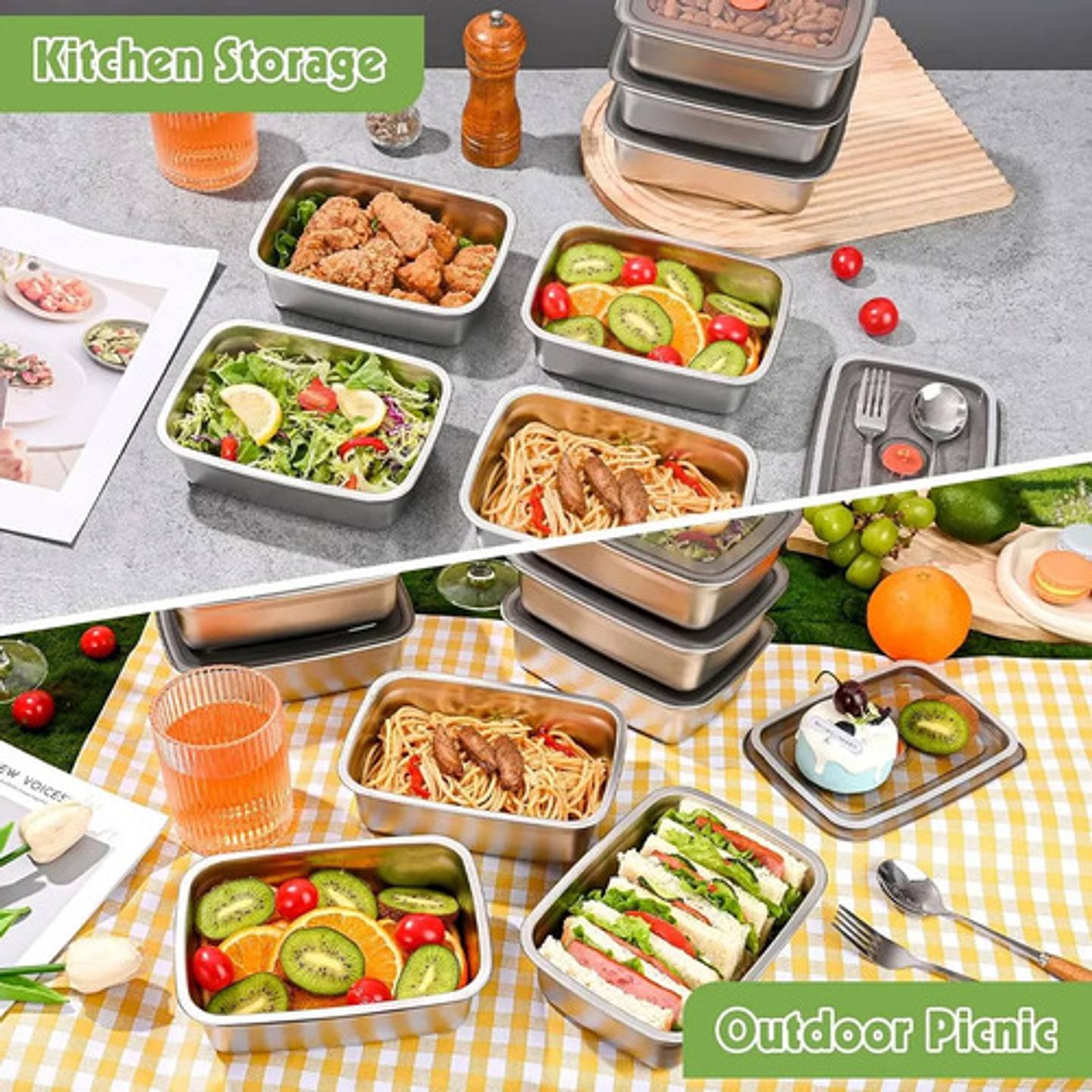 X3 Recipientes Herméticos Acero Inoxidable 1.9l Cocina 11