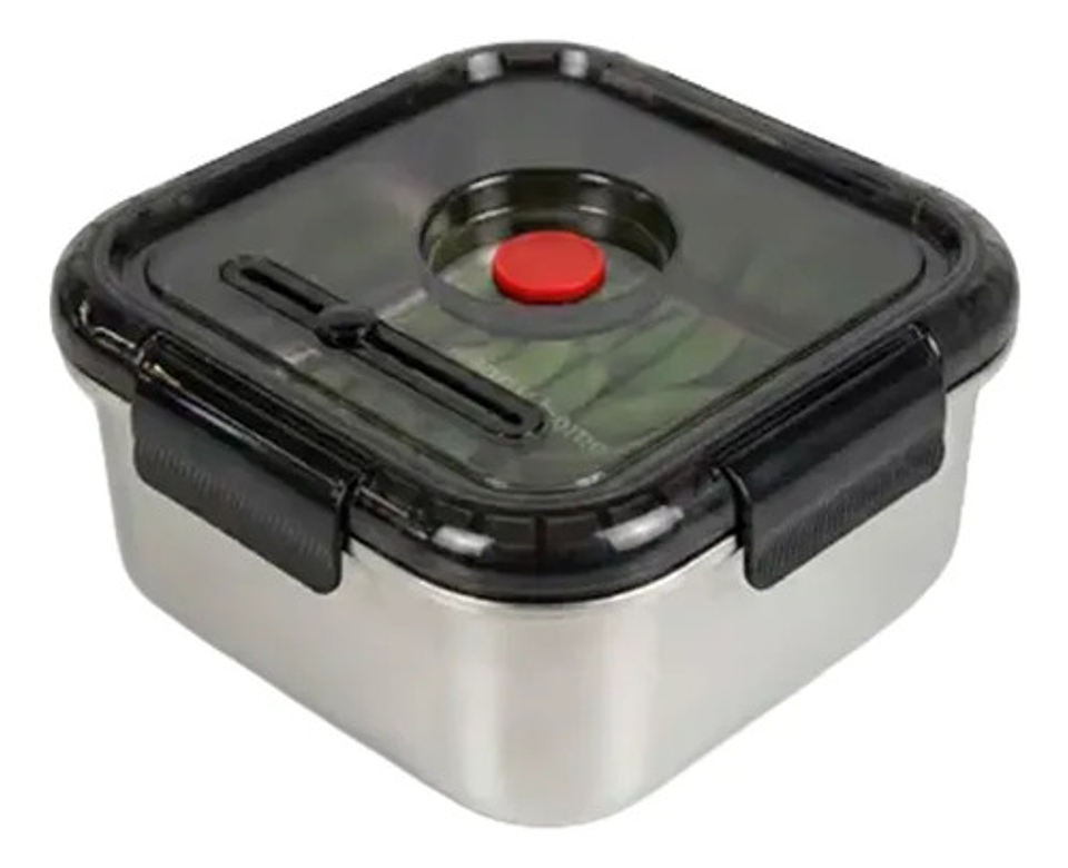 Contenedor Acero Inoxidable Hermético Con Válvula 19.5cm Plateado 1