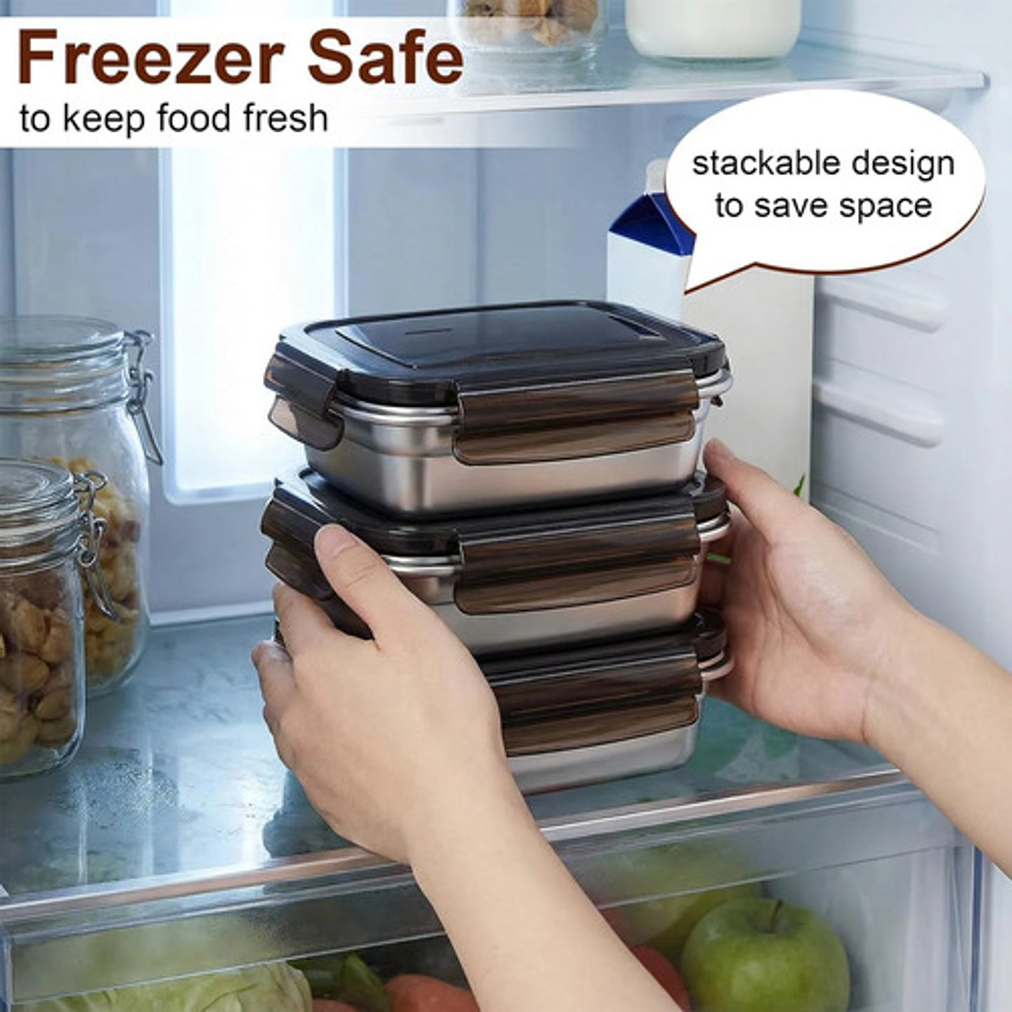 Contenedor Acero Inoxidable Hermético Con Válvula 19.5cm Plateado 4