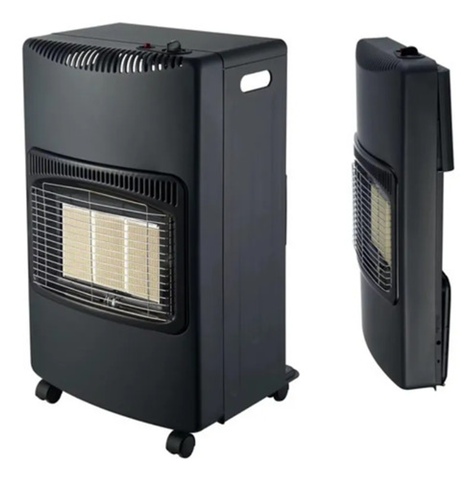 Estufa A Gas Glp 4200w Portátil Interior Con Ruedas Invierno Negro 1