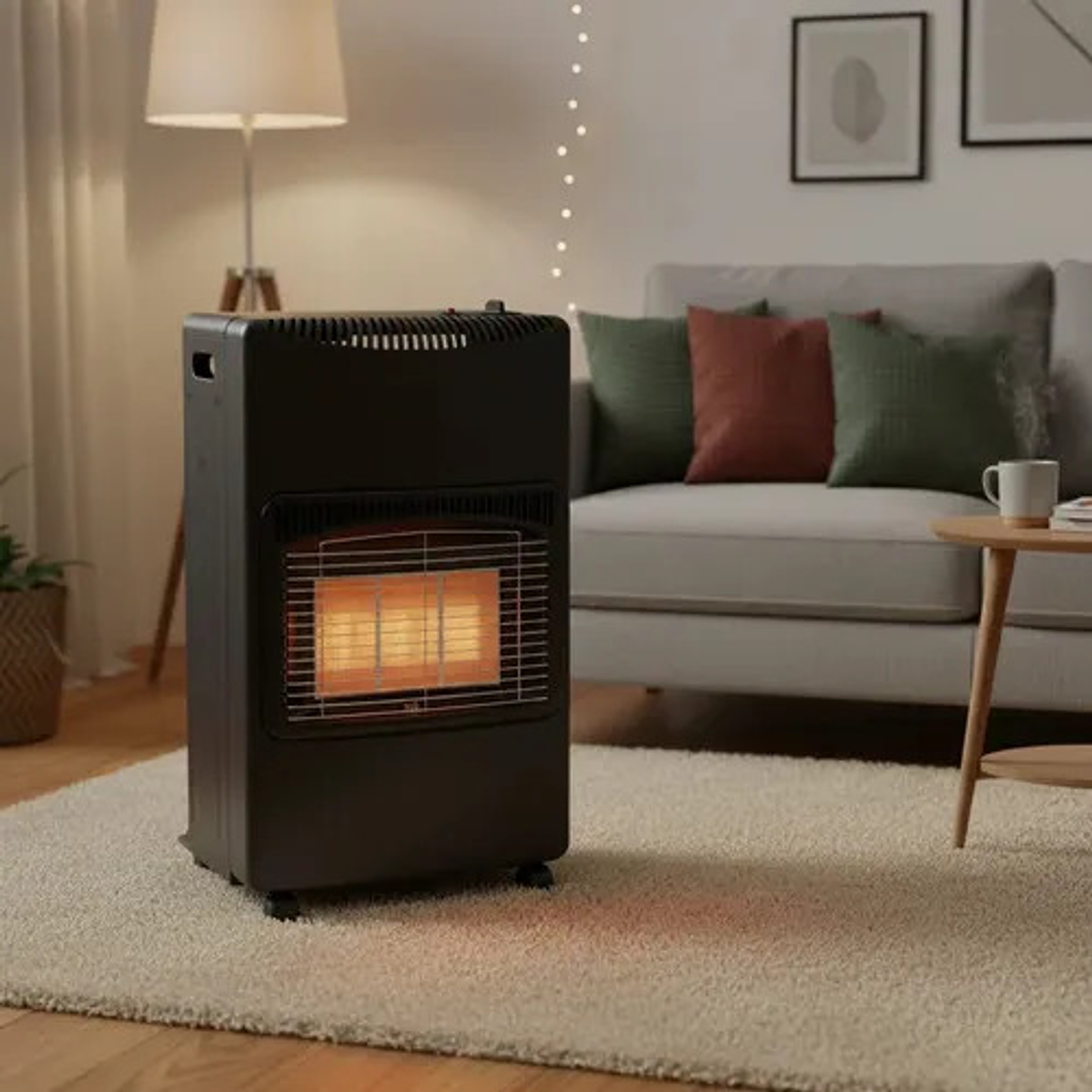 Estufa A Gas Glp 4200w Portátil Interior Con Ruedas Invierno Negro 5