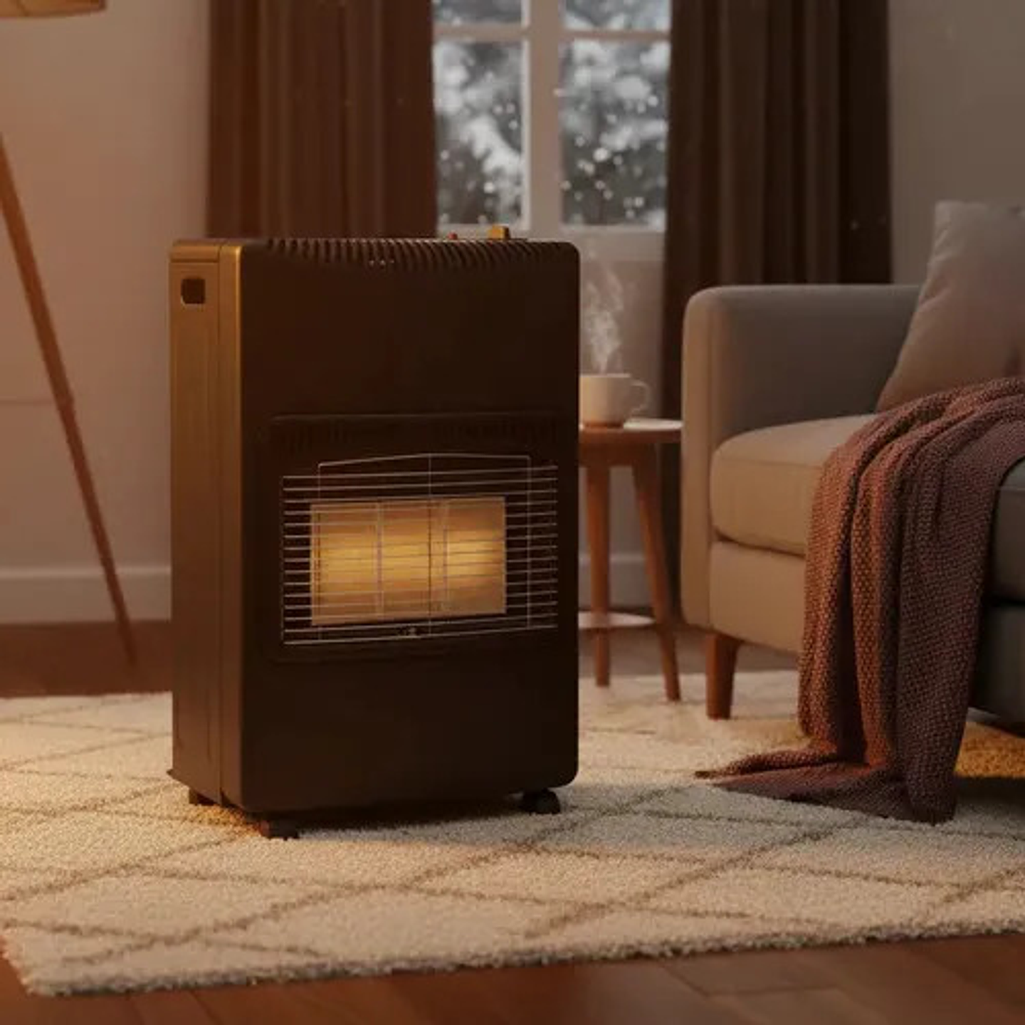 Estufa A Gas Glp 4200w Portátil Interior Con Ruedas Invierno Negro 8