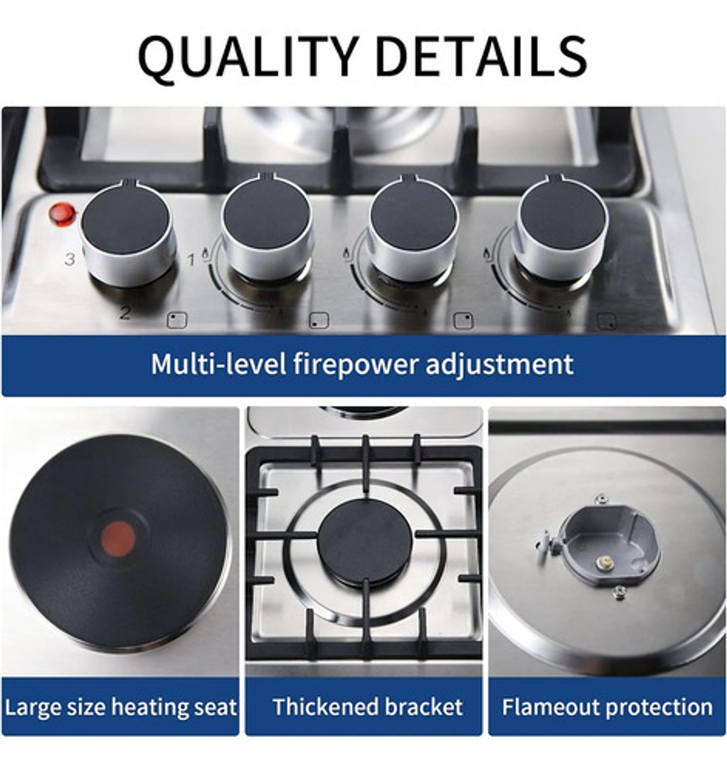 Encimera Híbrida Thek 3 Platos Gas + 1 Plato Eléctrico Plateado 5