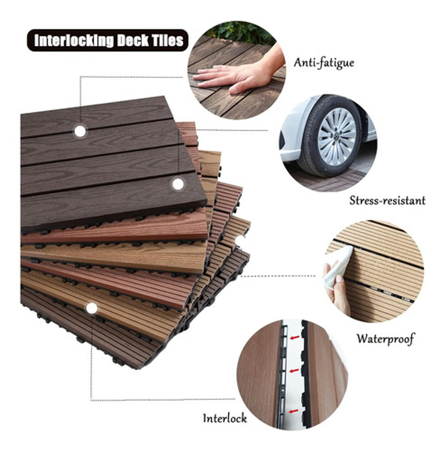 Caja 15  Pzas  Deck Wpc Modular 30x30cm Piso Jardin Exterior 7