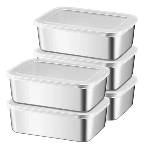 X3 Recipiente Extra Grande Thek 3600ml Acero Inoxidable Pro Plateado
