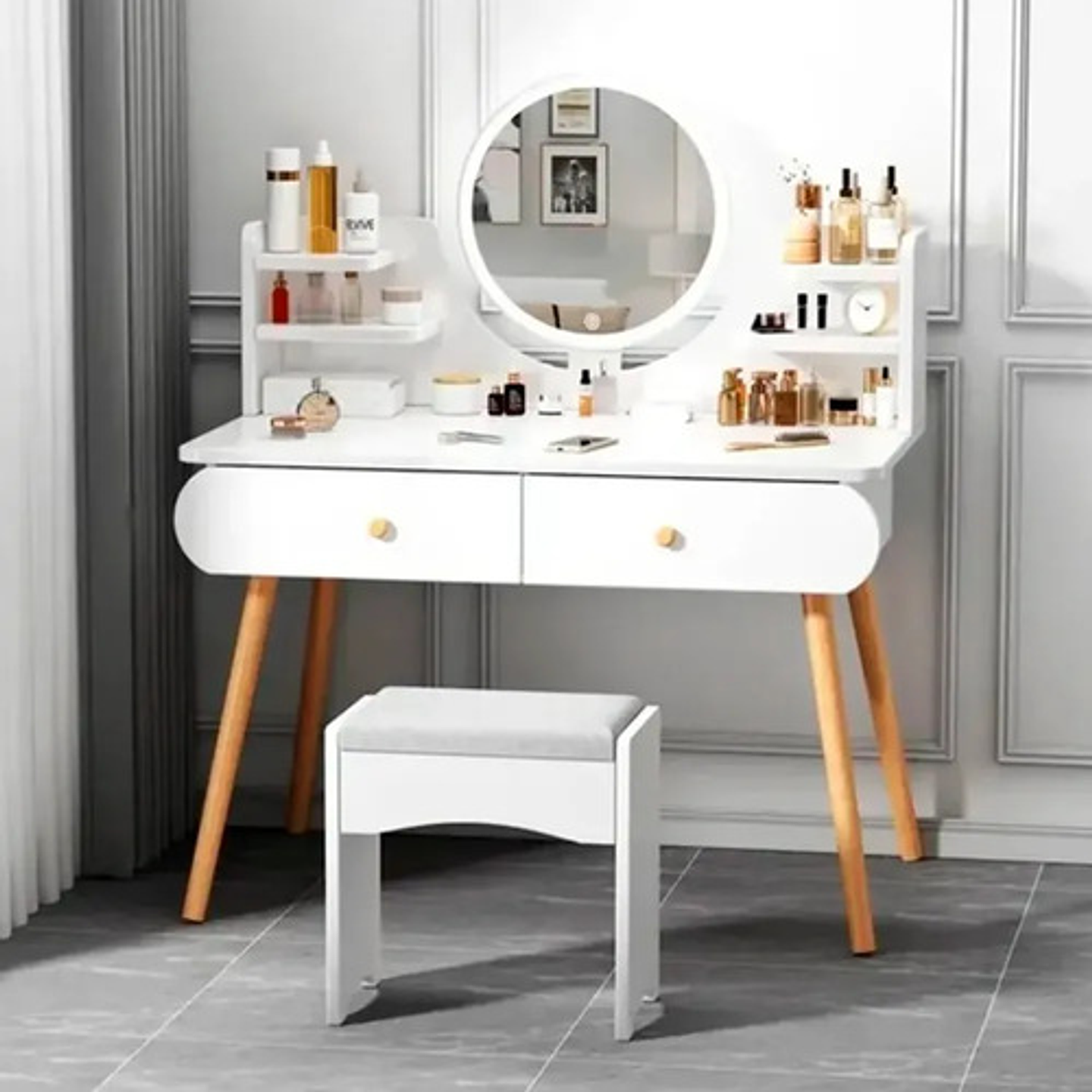 Tocador Vertical Compacto Con Espejo Led Oculto Thek 6