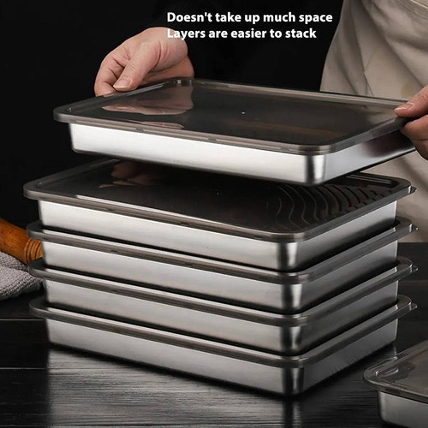 Bandeja Hermética 4.5l Acero Inoxidable Rectangular Cocina 8