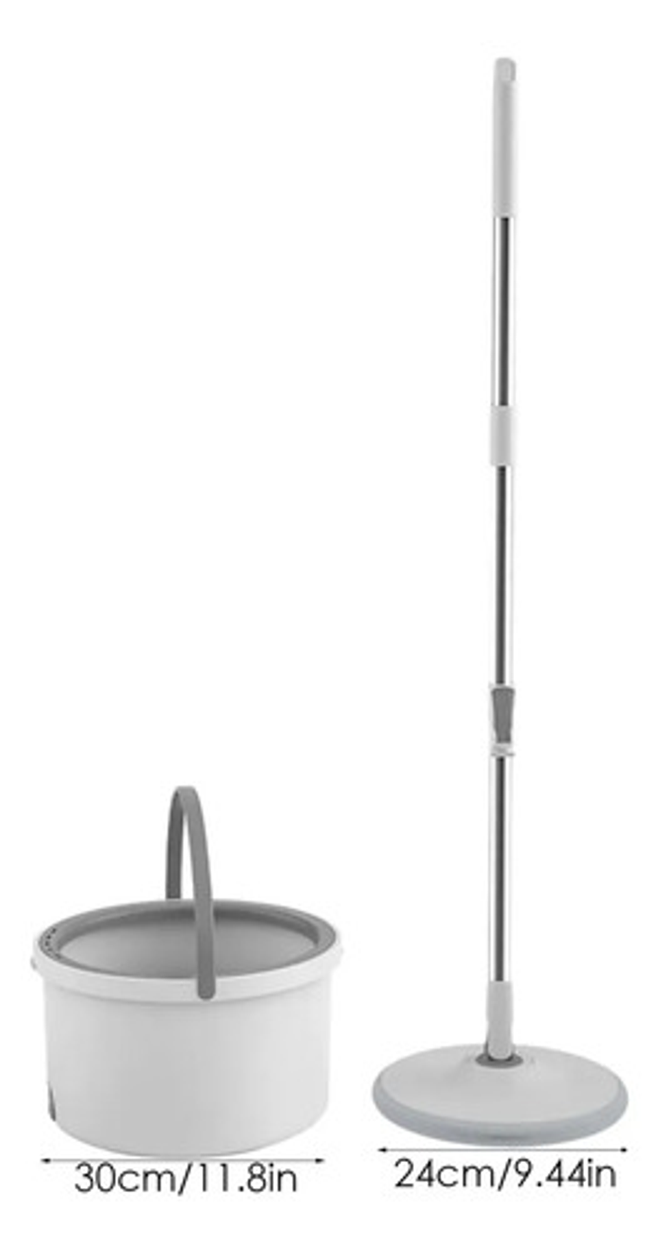 Mopa Trapeador Giratorio 360 Y Balde Escurridor Thek Acero Blanco 2