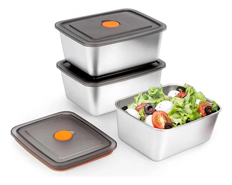 X2 Contenedor Hermético Acero Inoxidable 3400ml Cocina 