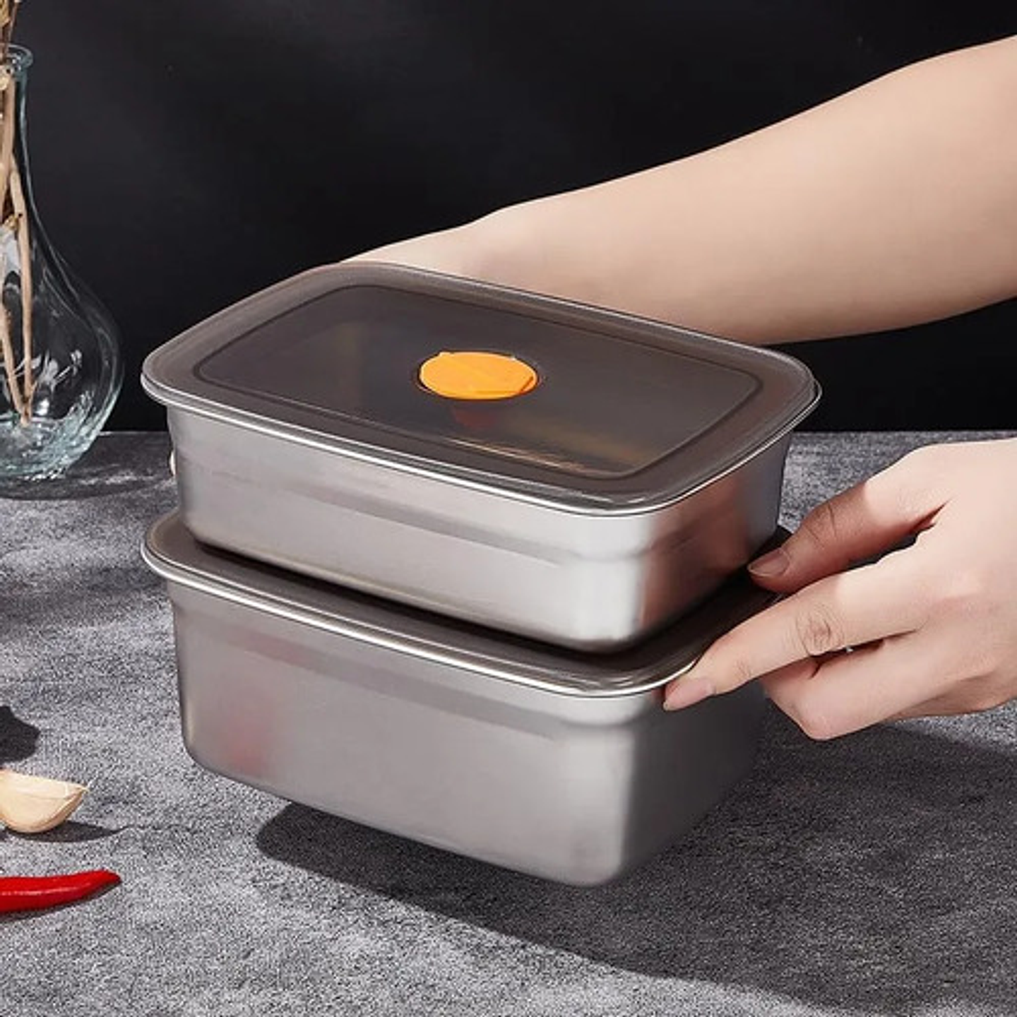 X2 Contenedor Hermético Acero Inoxidable 3400ml Cocina  8