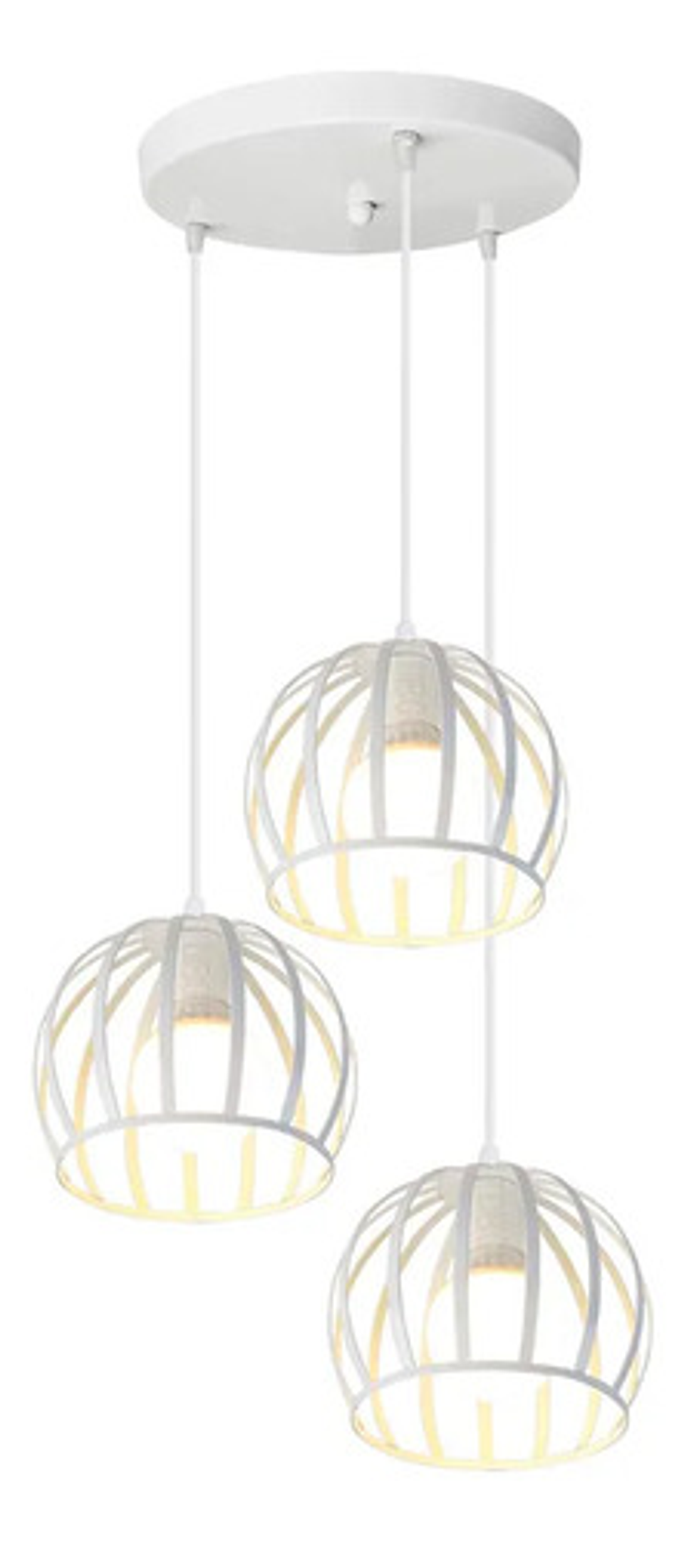 Lámpara Colgante 3 Luces Blanca Estilo Moderno E27 2