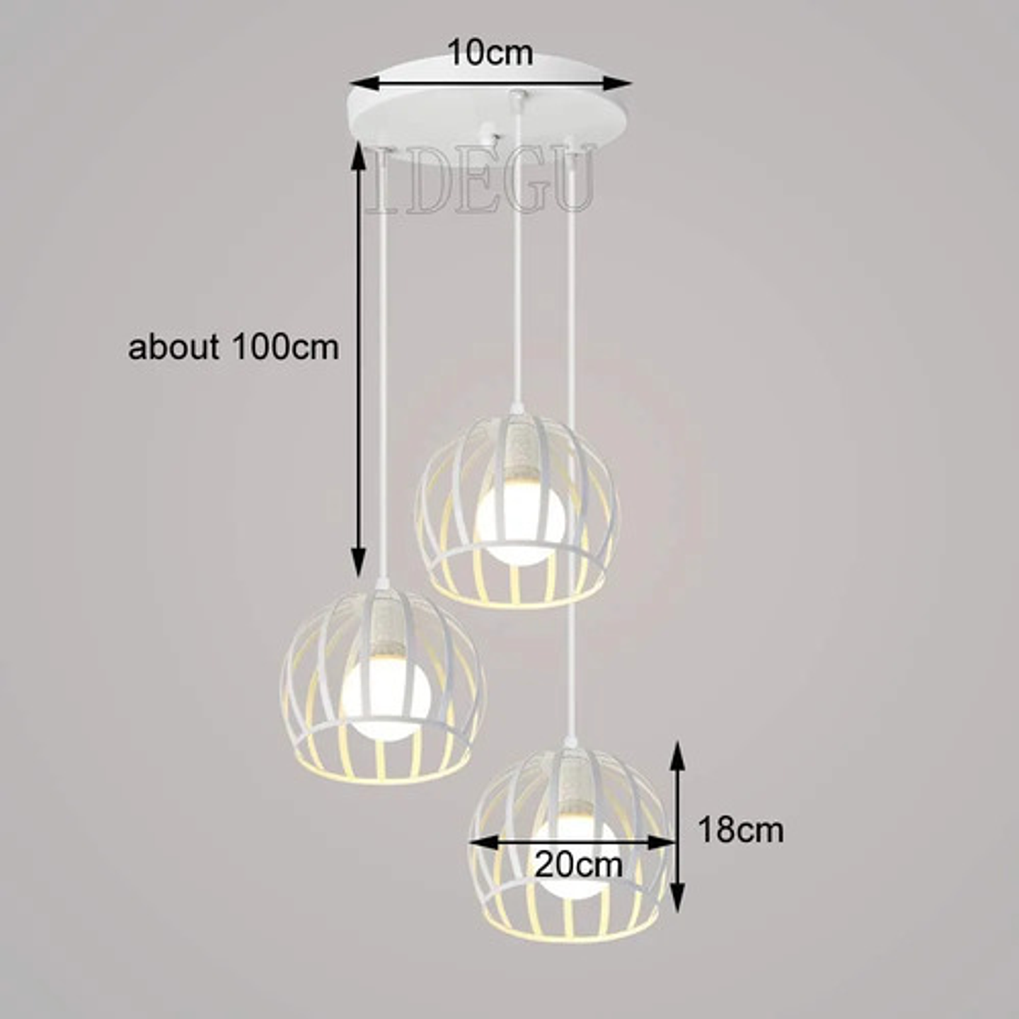 Lámpara Colgante 3 Luces Blanca Estilo Moderno E27 3