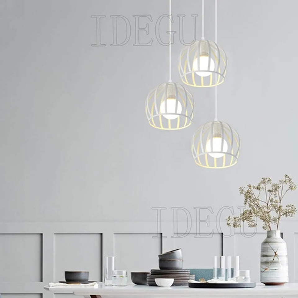 Lámpara Colgante 3 Luces Blanca Estilo Moderno E27 4