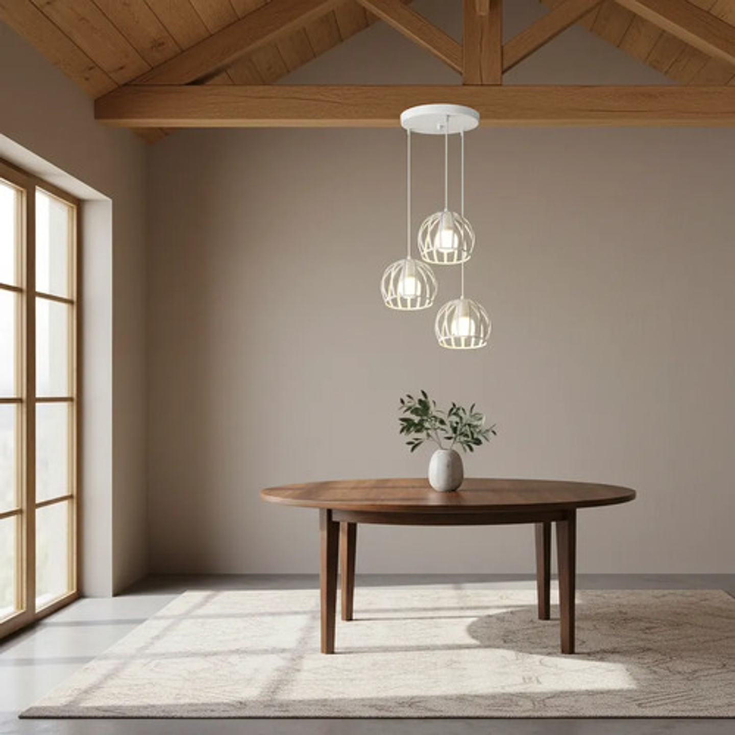 Lámpara Colgante 3 Luces Blanca Estilo Moderno E27 7