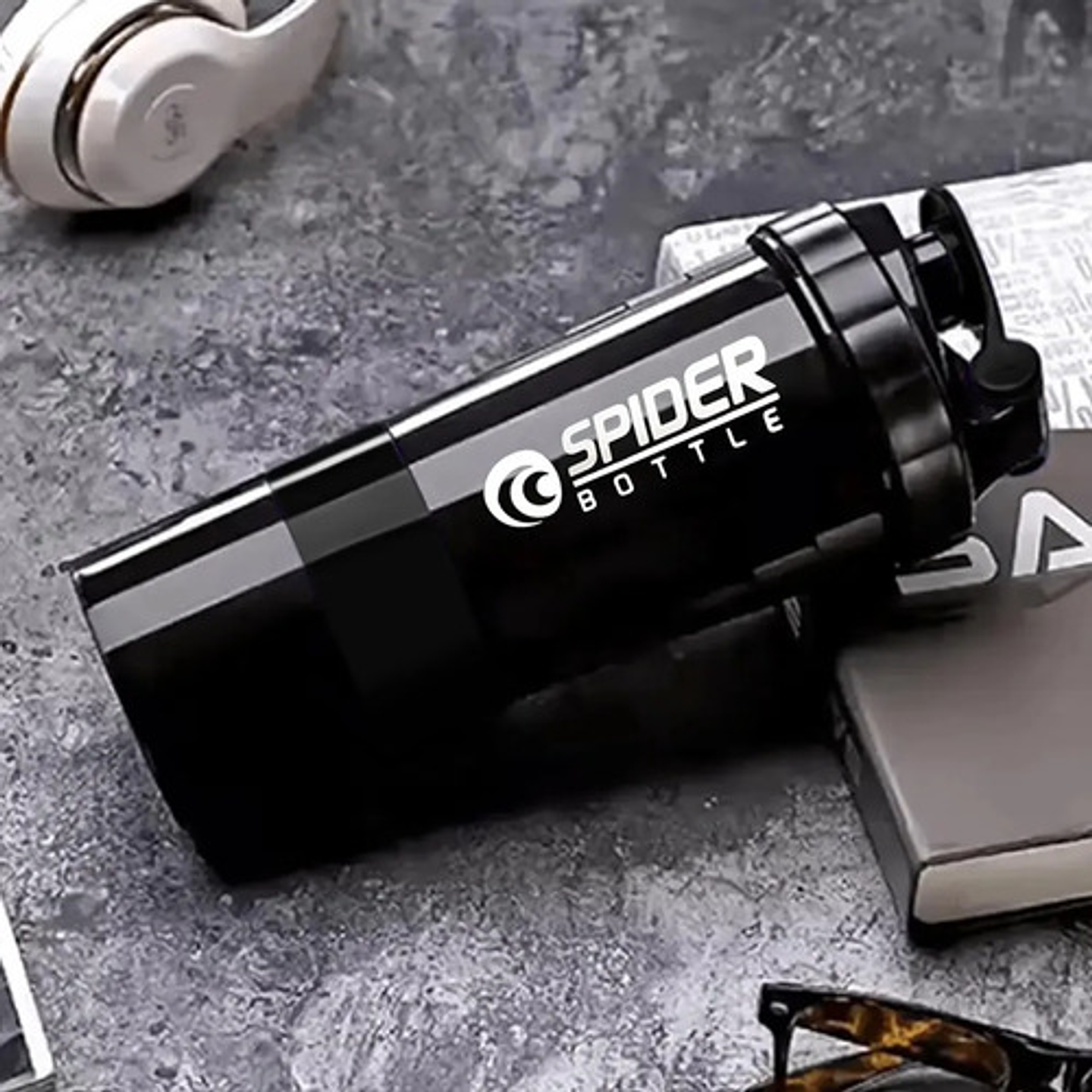 Shaker Proteina Botella Fitness Mezclador Batidos Blanco 3