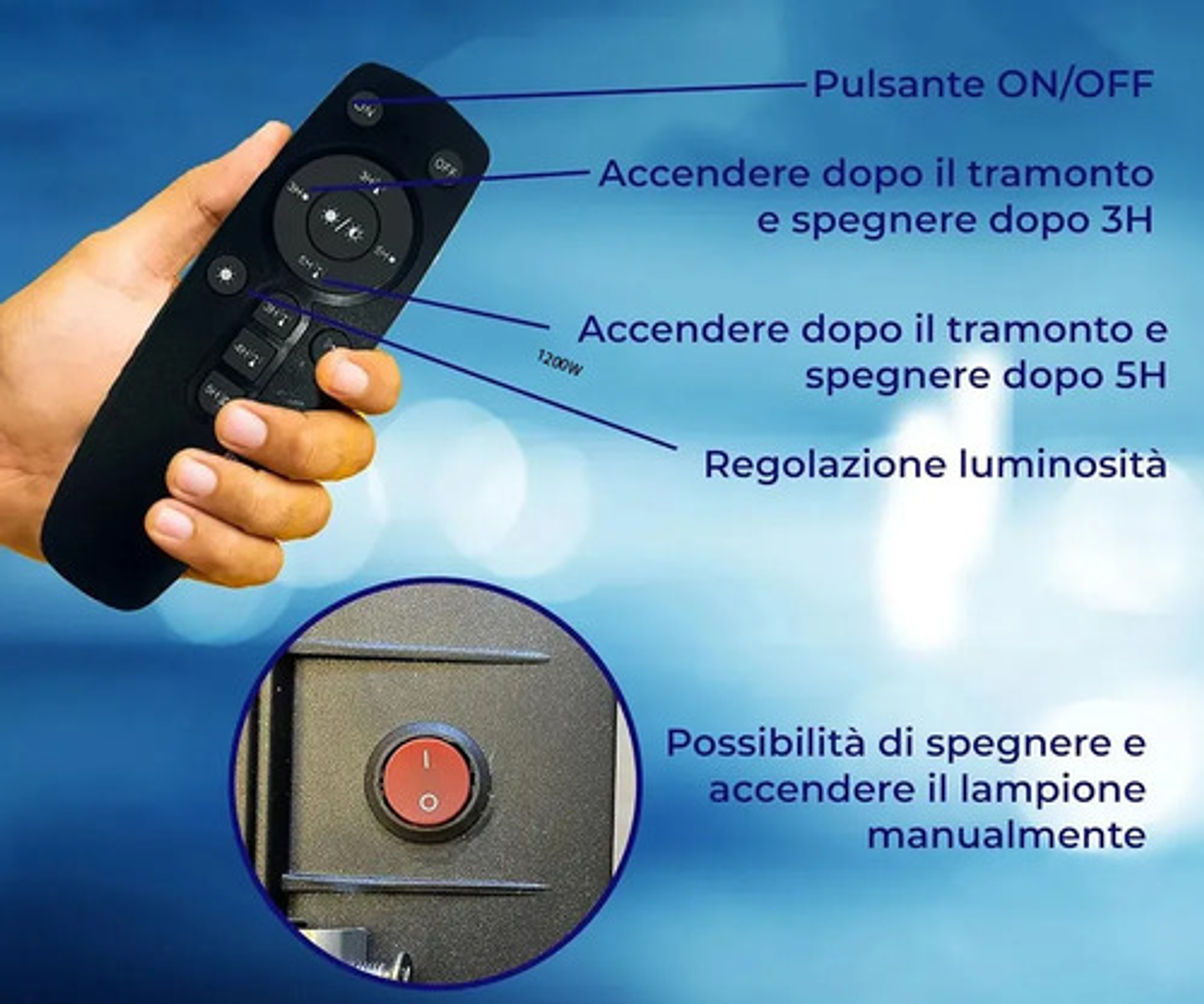 Foco Solar Led 1200w Para Poste Exterior Con Control 4