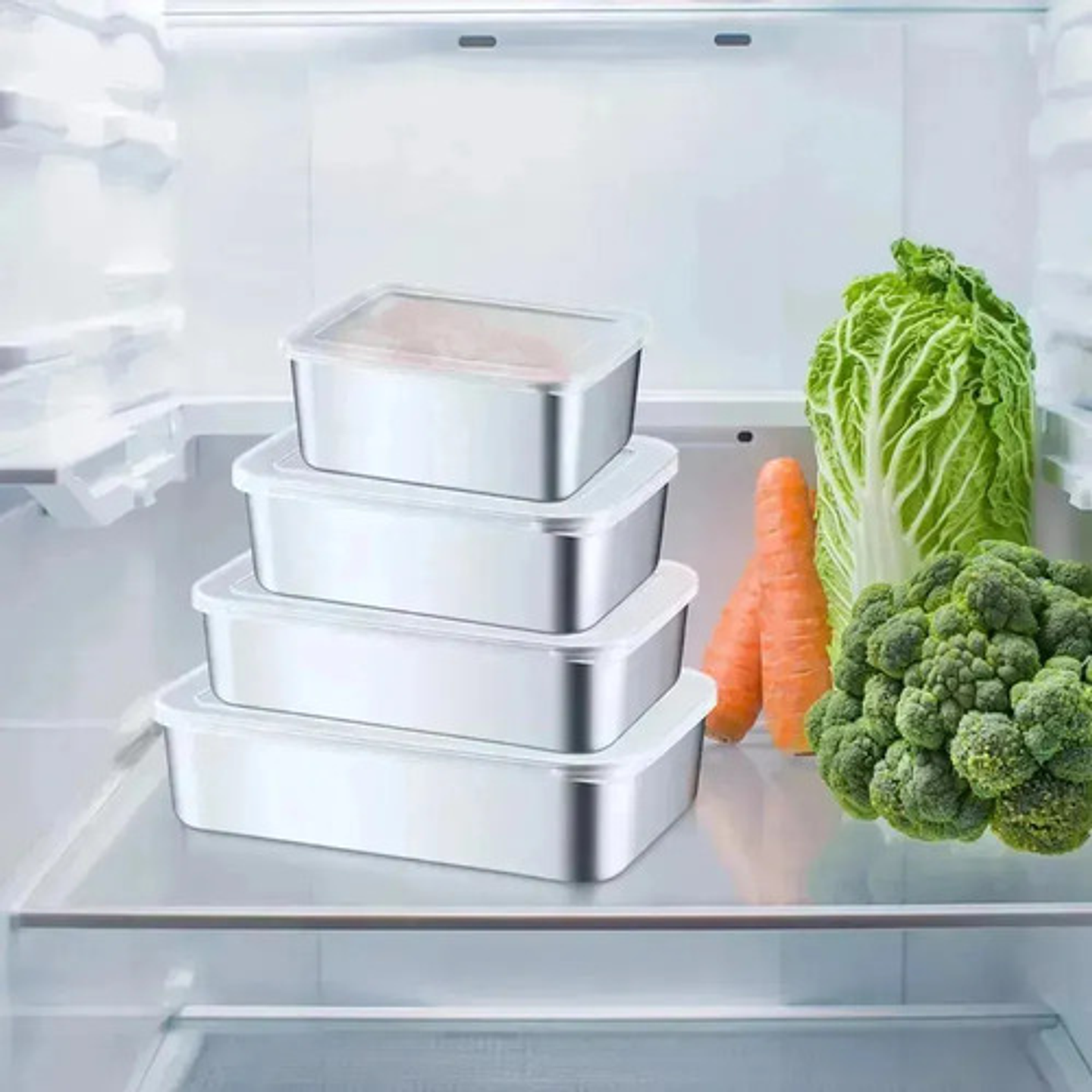 X3 Recipiente Extra Grande Thek 3600ml Acero Inoxidable Pro Plateado 3