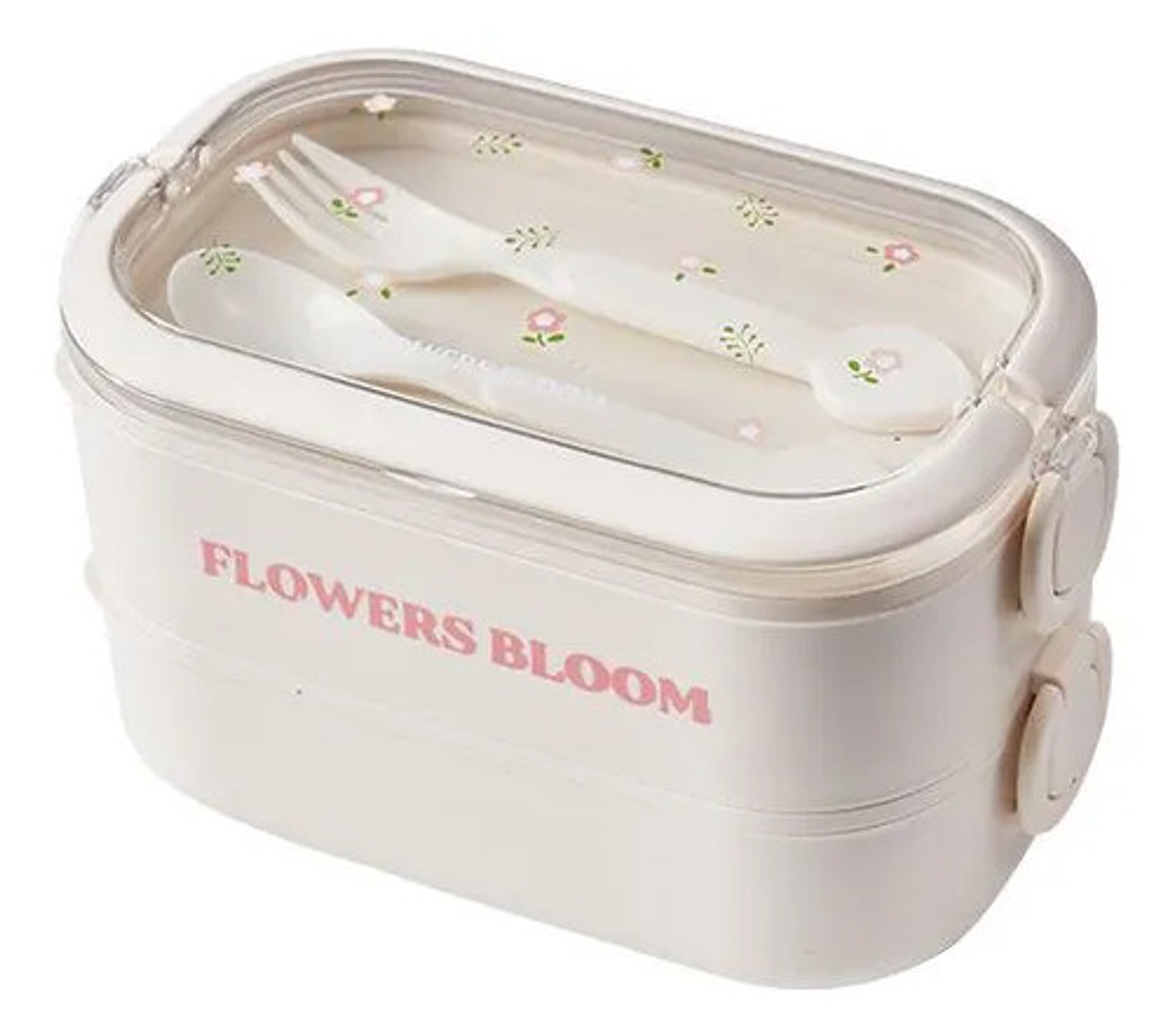 Lonchera Hermética 2 Niveles Con Cubiertos Portátil 1