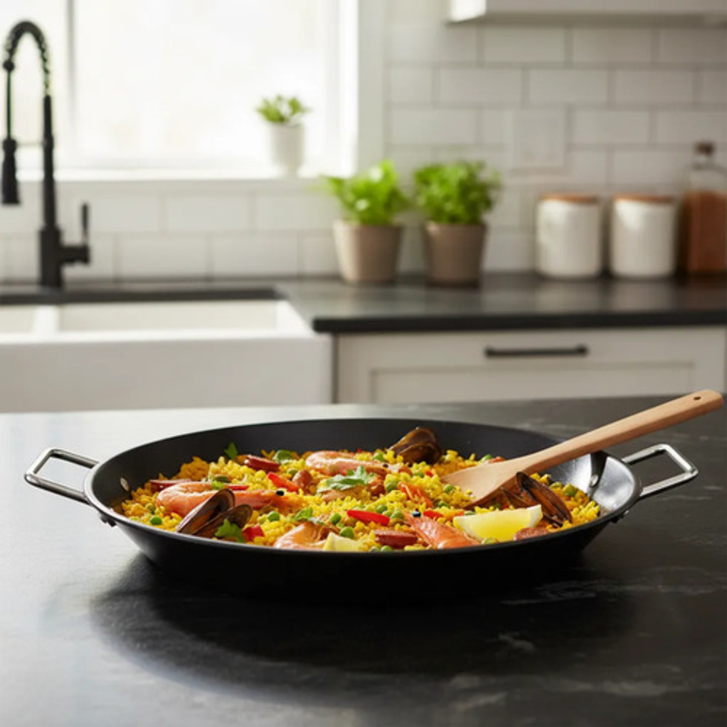 Paellera Acero Carbono 30cm Con Asas Cocina Española 7