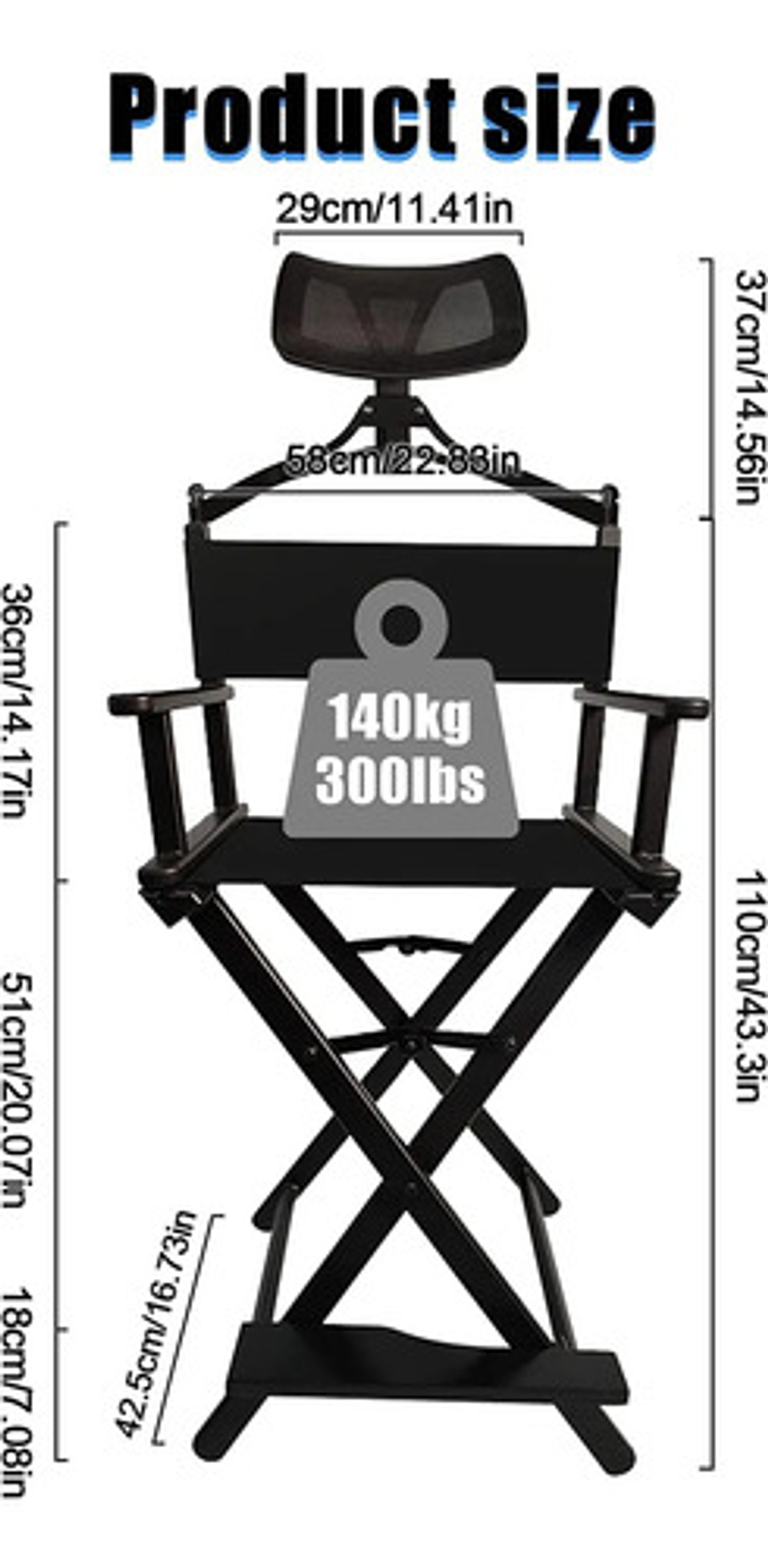 Silla Maquillaje Barbería Plegable Resistente Profesional 4