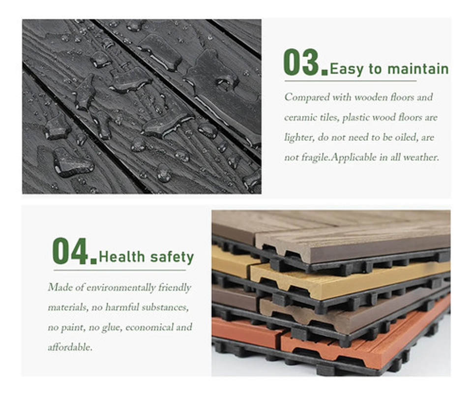 Caja 15  Pzas  Deck Wpc Modular 30x30cm Piso Jardin Exterior 8