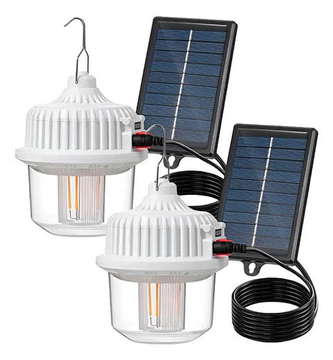 Set 2 Lámparas Solares Colgantes Thek Led Con Panel Independ