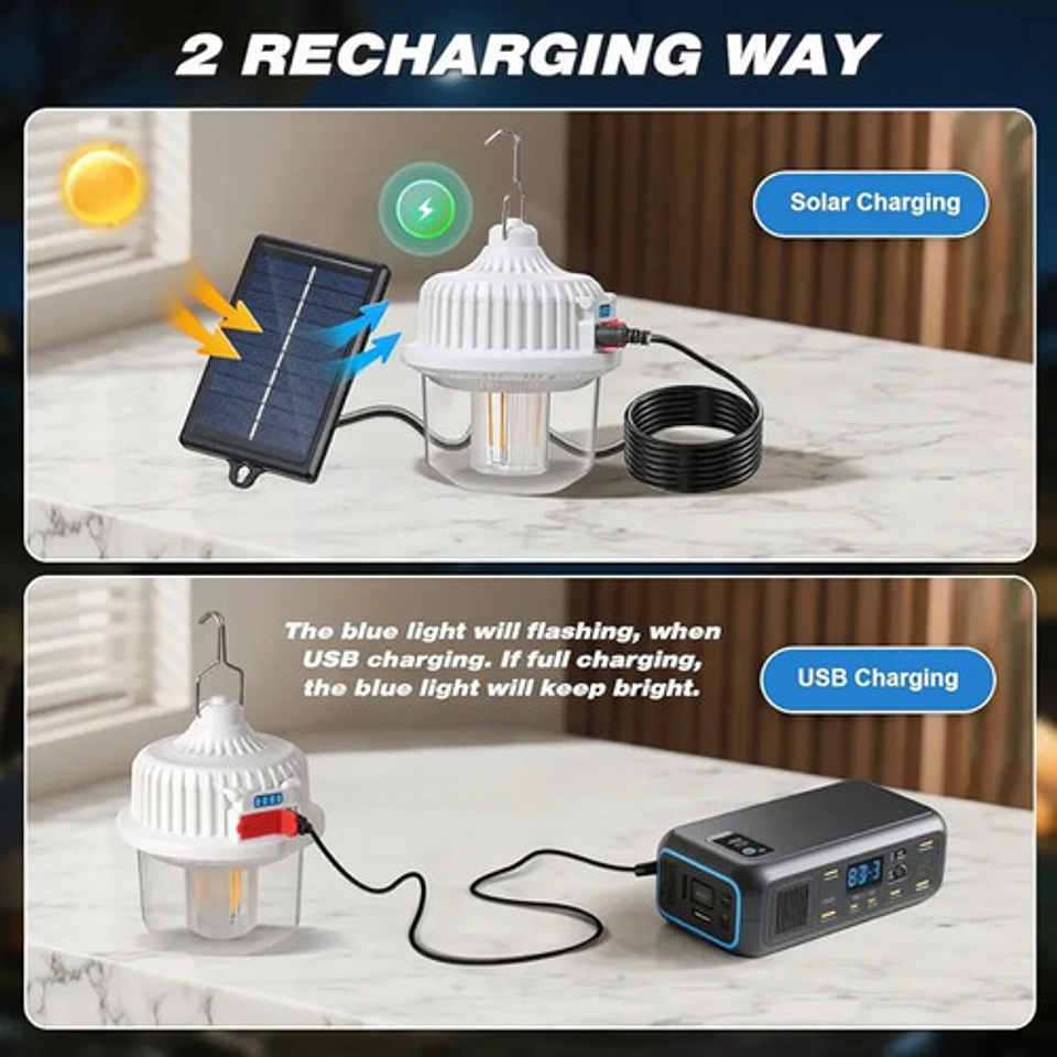 Set 2 Lámparas Solares Colgantes Thek Led Con Panel Independ 3