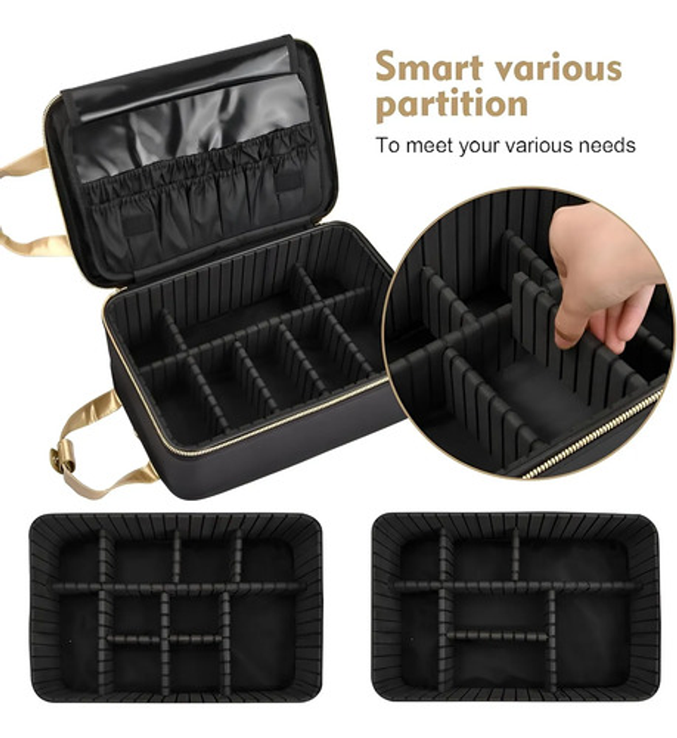 Bolso Maquillaje Grande Organizador Cosmético Con Divisiones 6
