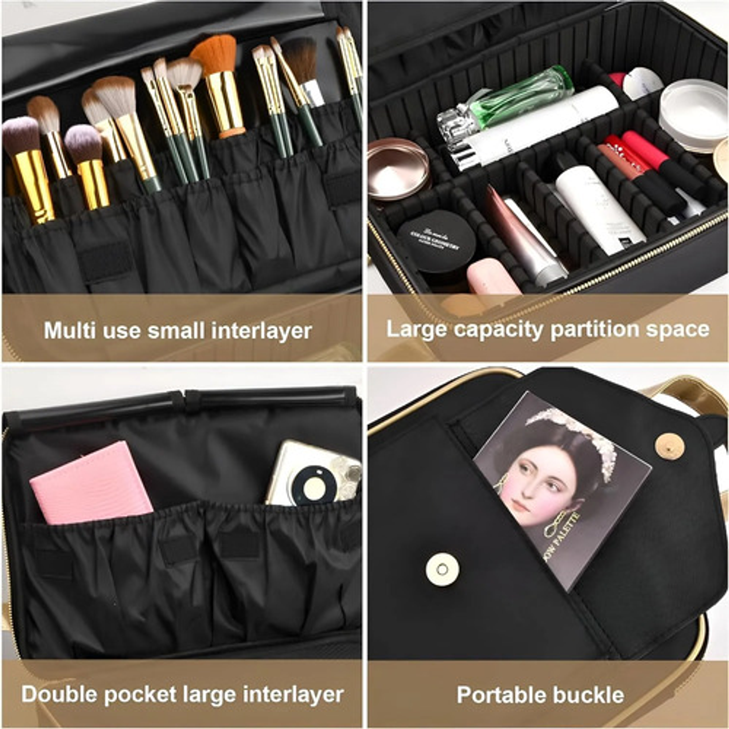 Bolso Maquillaje Grande Organizador Cosmético Con Divisiones 8