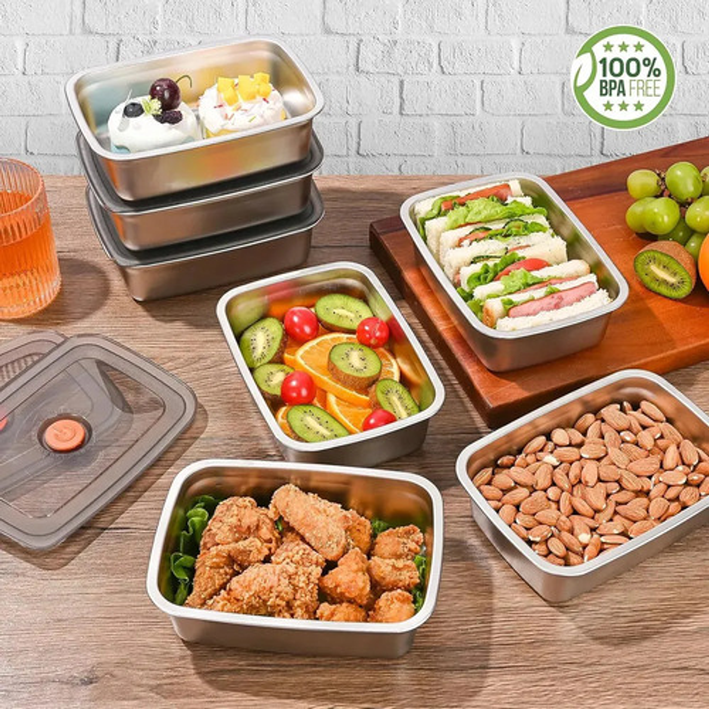 X3 Recipientes Herméticos 2.7l Acero Inoxidable Multiuso 5