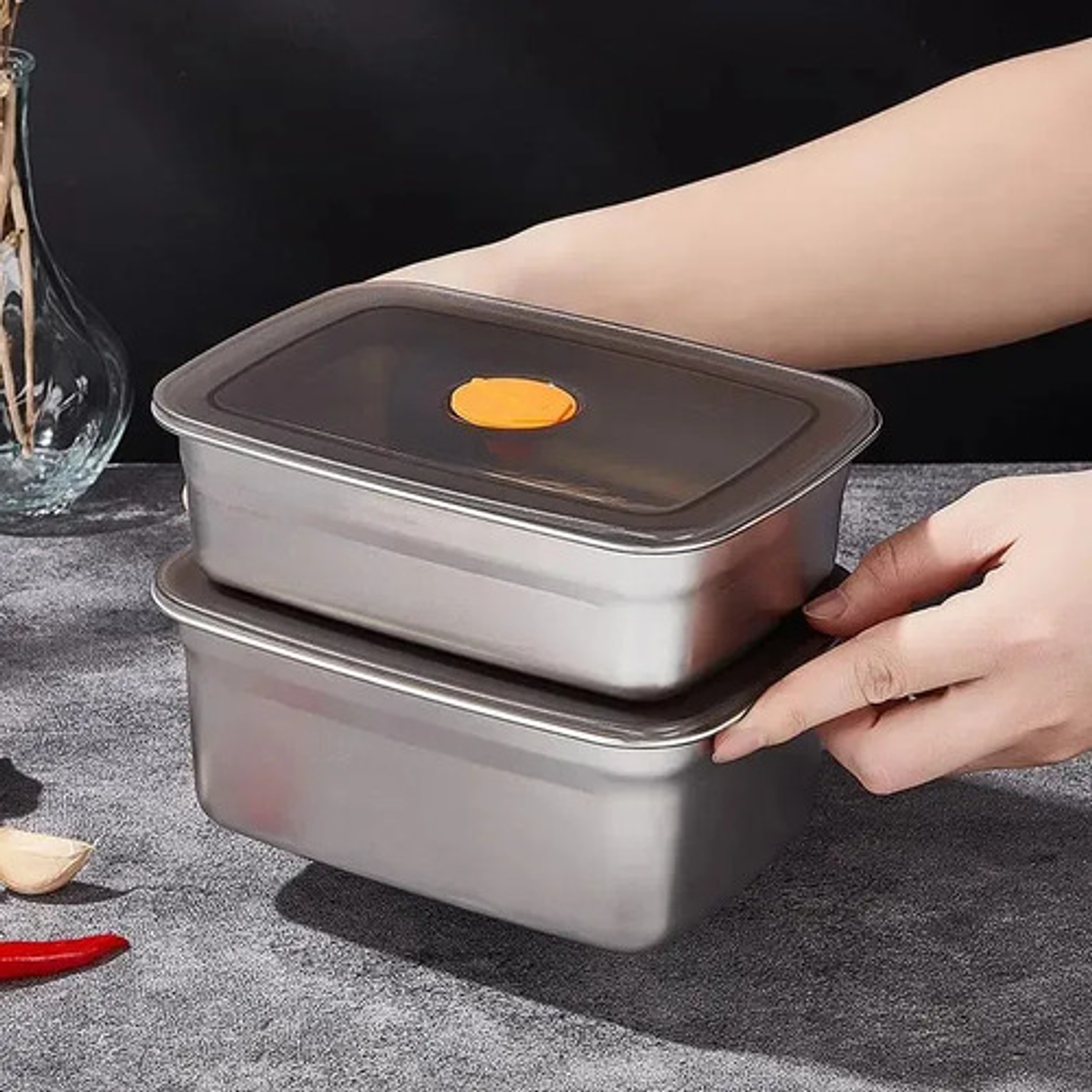 X3 Recipientes Herméticos 2.7l Acero Inoxidable Multiuso 8