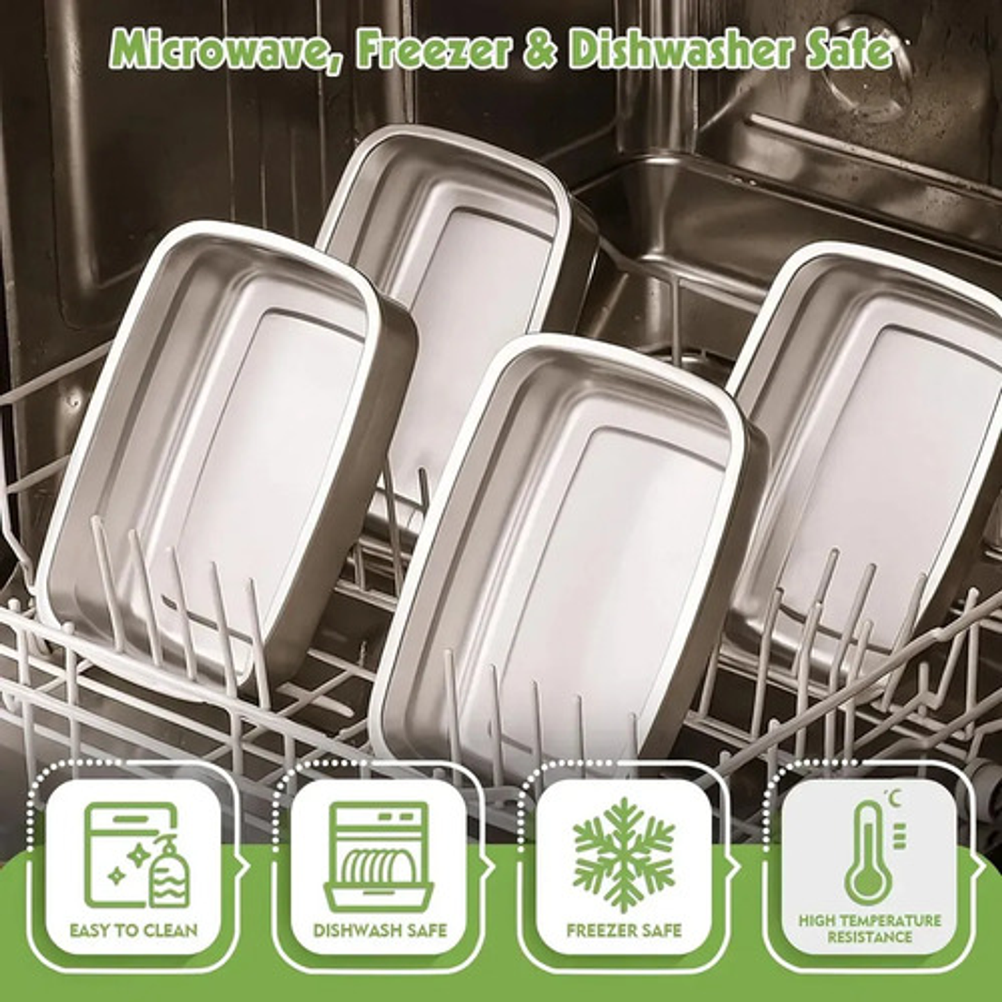 X3 Recipientes Herméticos 2.7l Acero Inoxidable Multiuso 9