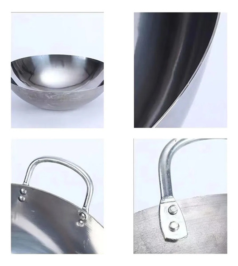 Sartén Wok Acero Inoxidable 50cm Cocina Oriental 8