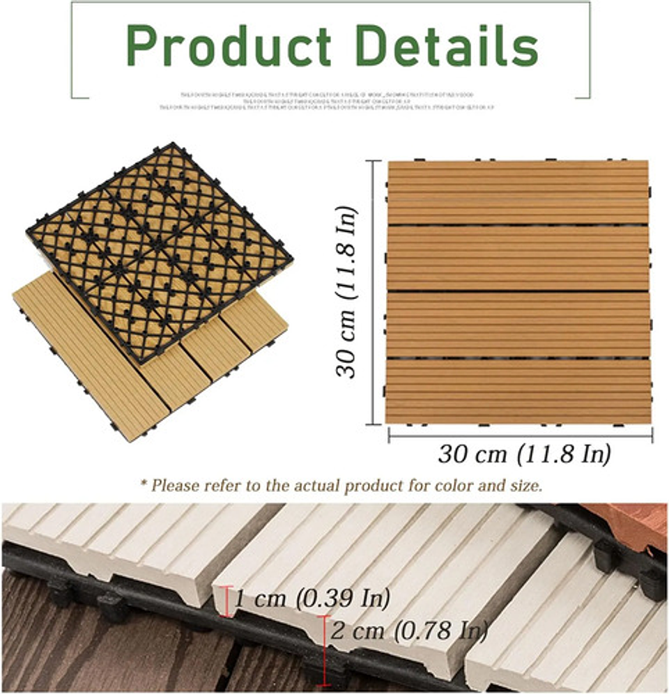 Caja 15  Pzas  Deck Wpc Modular 30x30cm Piso Jardin Exterior 6
