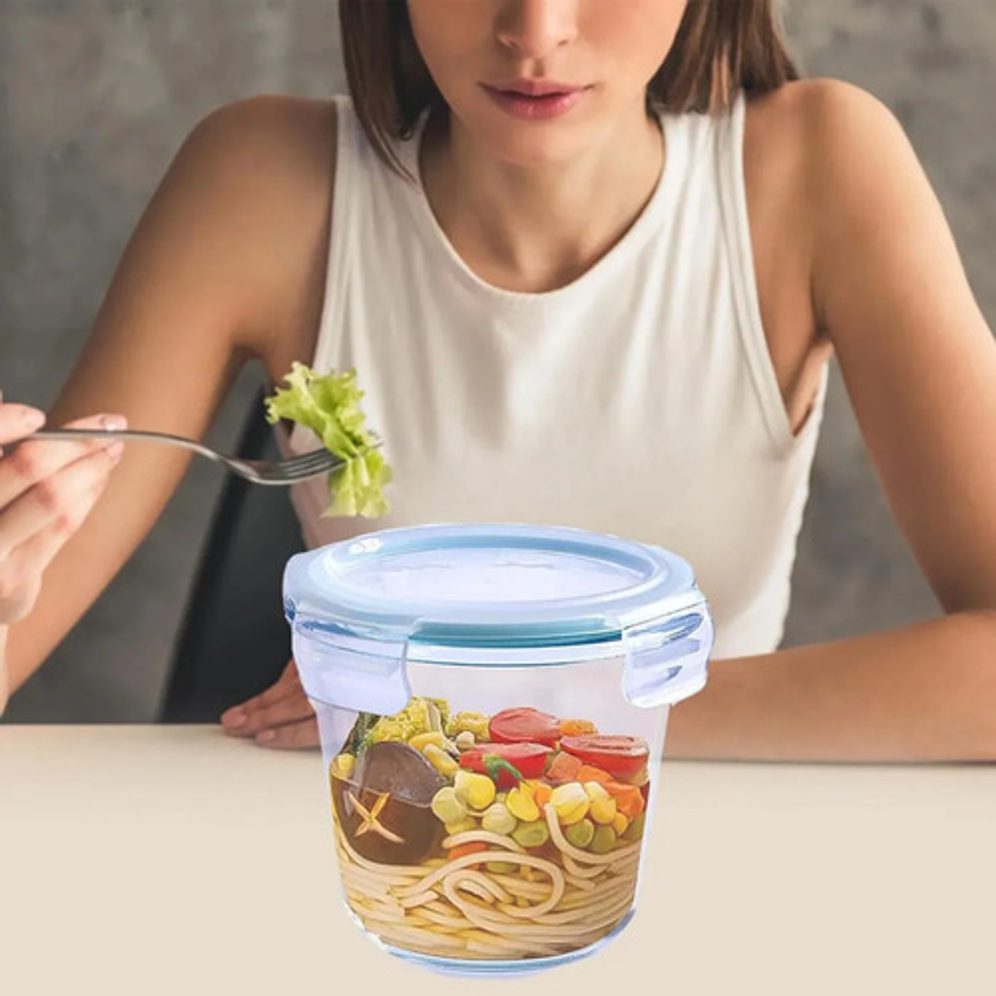 X2 Recipiente Hermético De Vidrio 650ml Thek Con Tapa Cierre Transparente 3